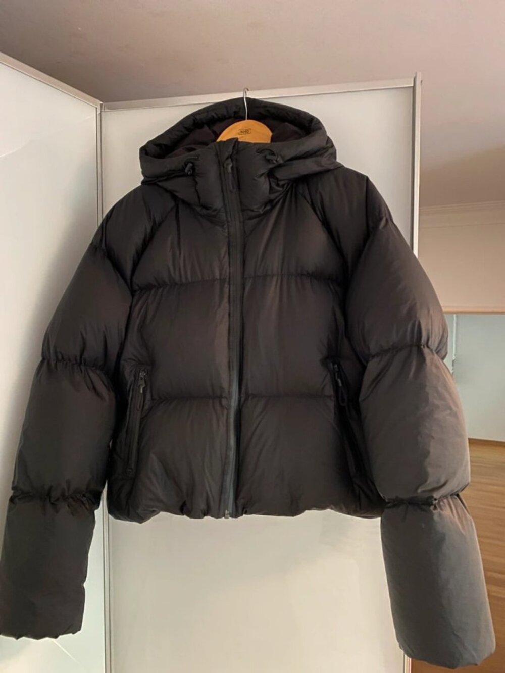 ARKET Black Hooded Puffer Jacket M